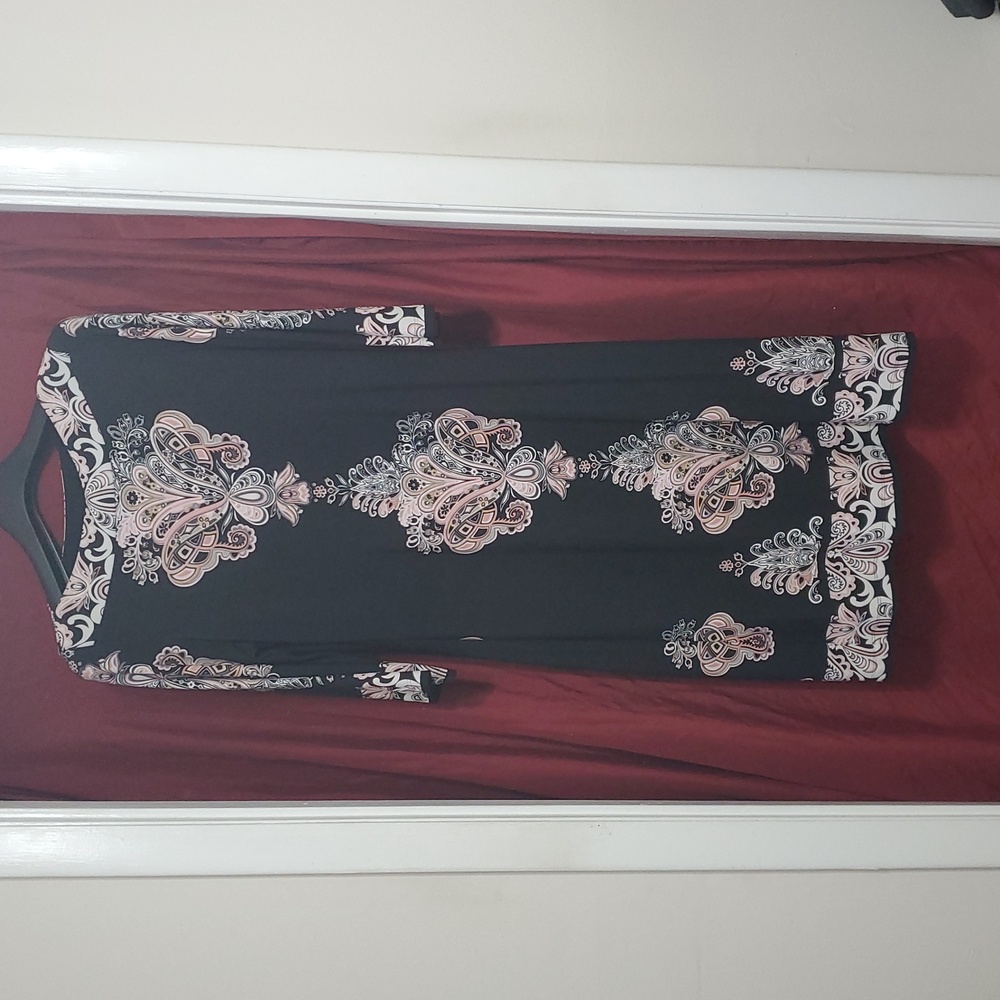 Scarlett Black Dress with Pink Design